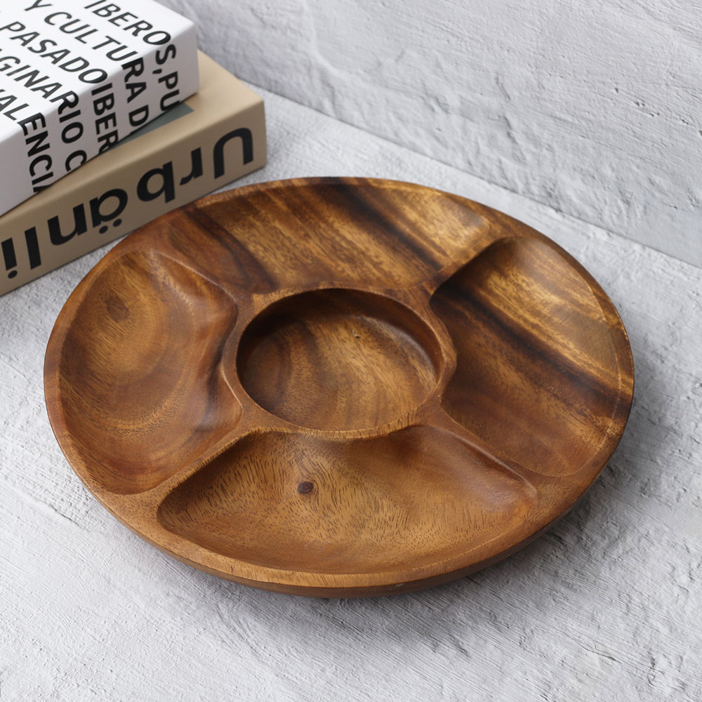 [단일] 아카시아 원형 5절 대 300 나눔 접시 안주 과일 노래방