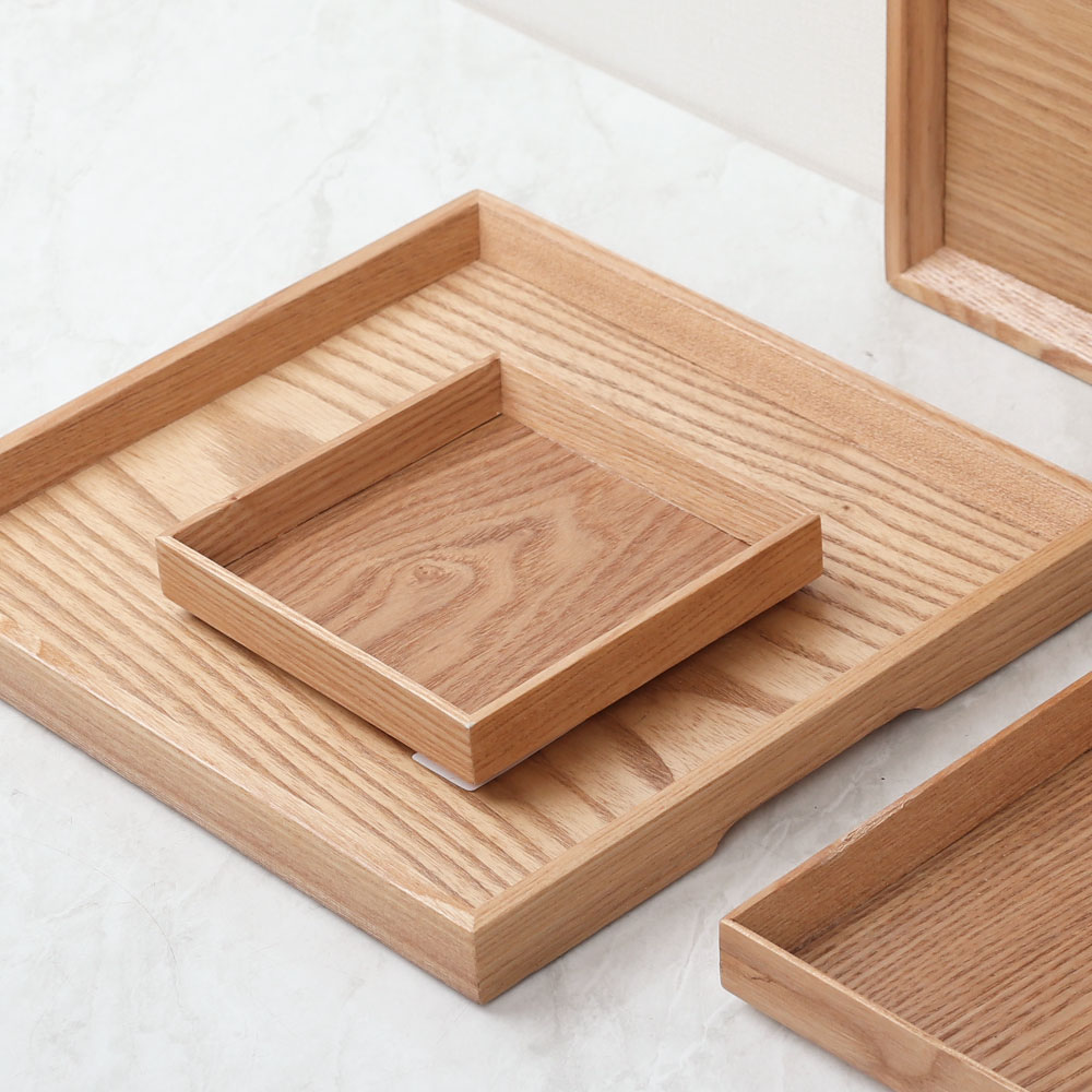 MS 내추럴 정 사각 쟁반 우드 트레이 나무 사각 카페 AA 0호