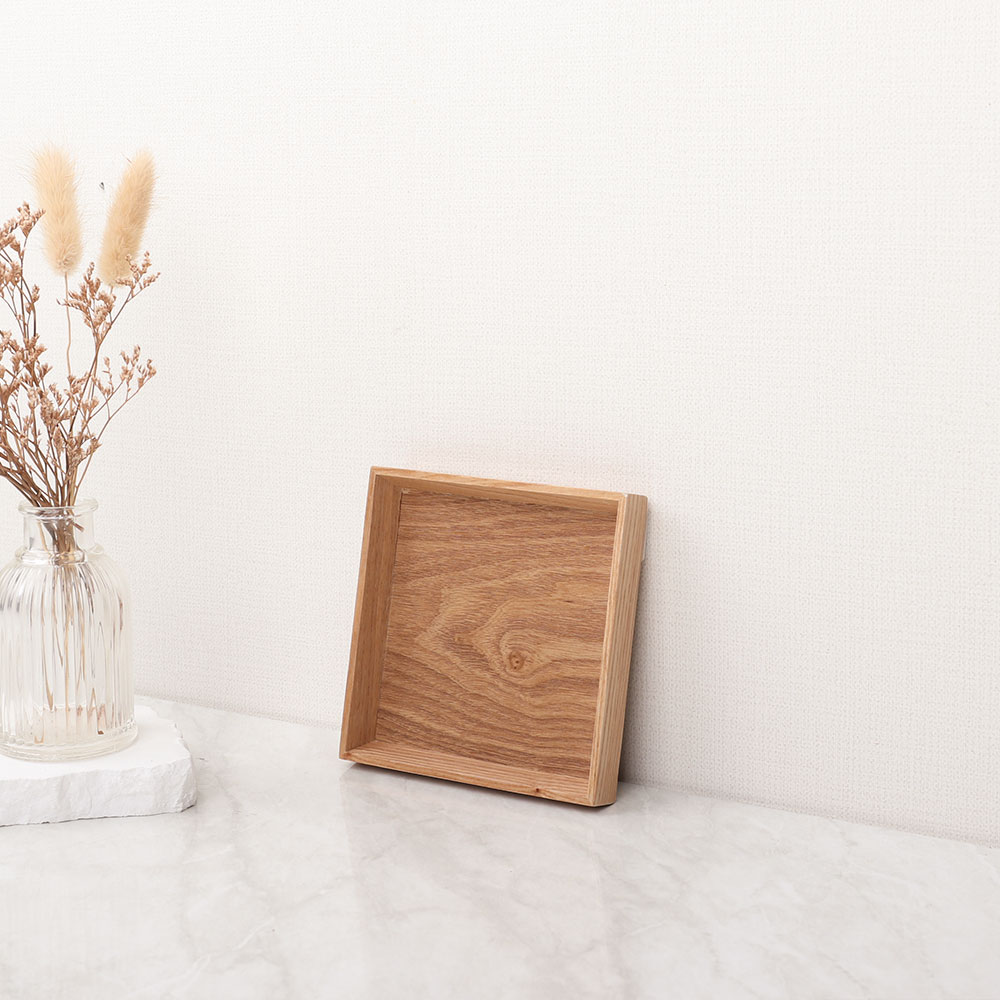 [단일] MS 내추럴 정사각 쟁반 0호 120mm 우드 트레이 미니 디저트