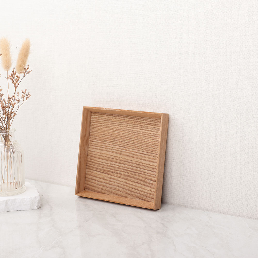 [단일] MS 내추럴 정사각 쟁반 1호 140mm 우드 트레이 미니 디저트