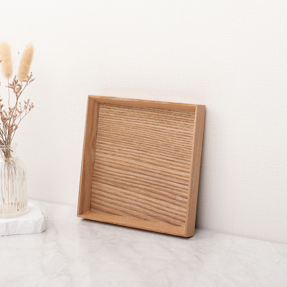 [단일] MS 내추럴 정사각 쟁반 2호 170mm 우드 트레이 나무 사각 카페