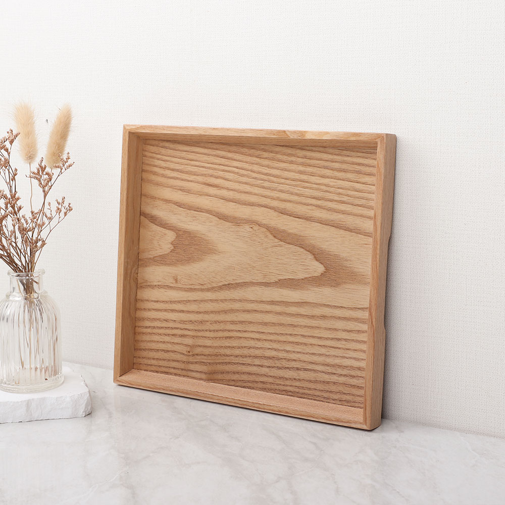 [단일] MS 내추럴 정사각 쟁반 3호 250mm 우드 트레이 나무 사각 카페