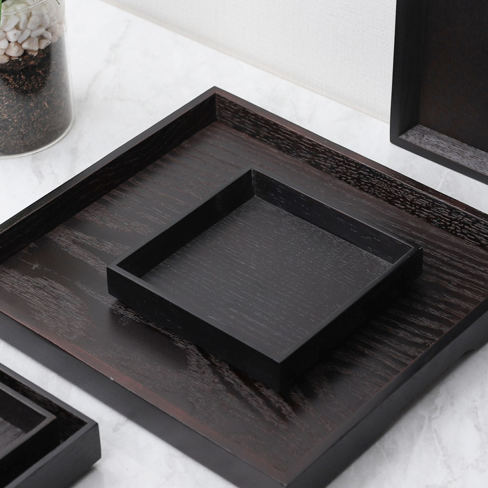 MS 월넛 정 사각 쟁반 우드 트레이 나무 사각 카페 미니 AA 0호
