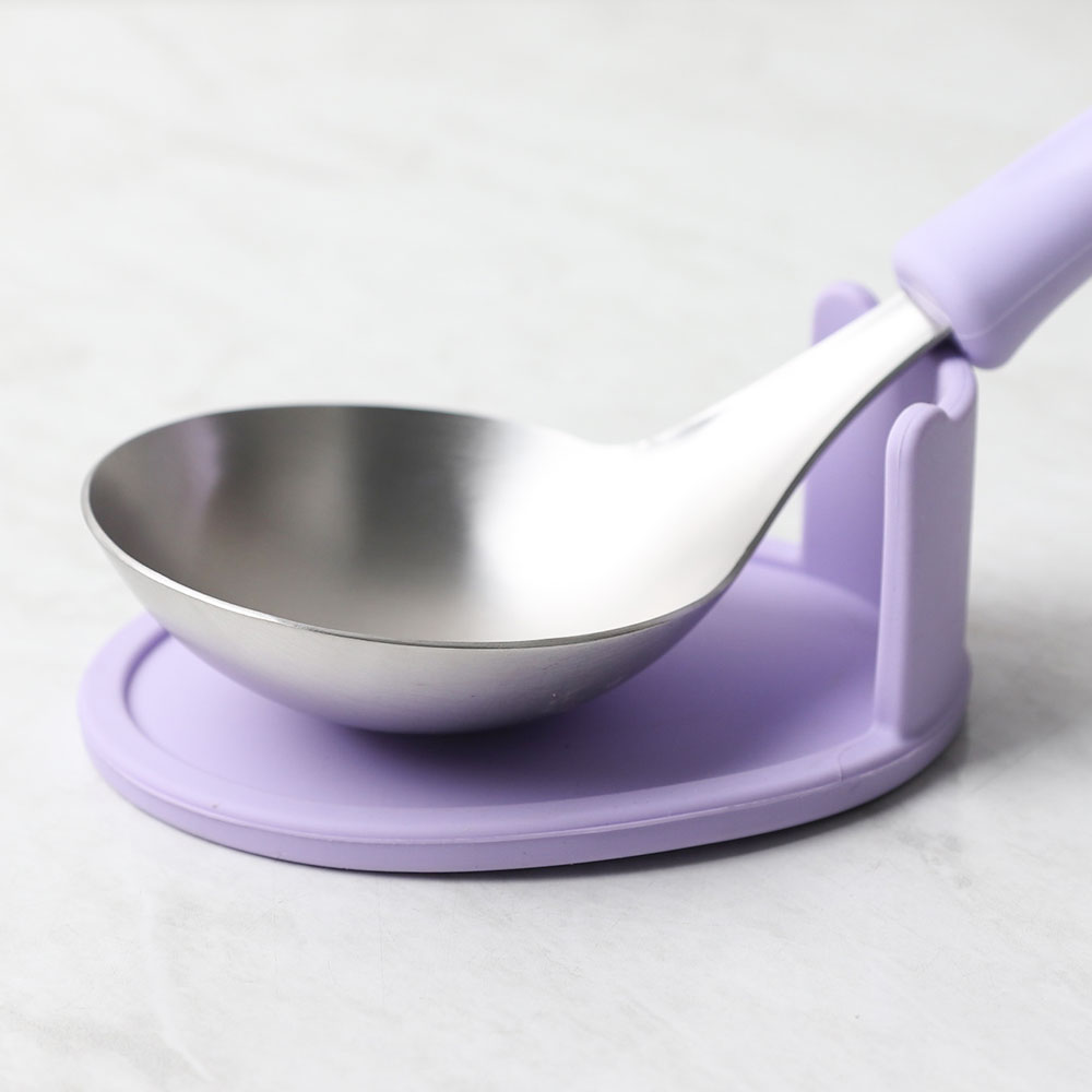 [단일] PL 스텐 미니 국자 받침대 퍼플 실리콘 받침 조리도구 거치대