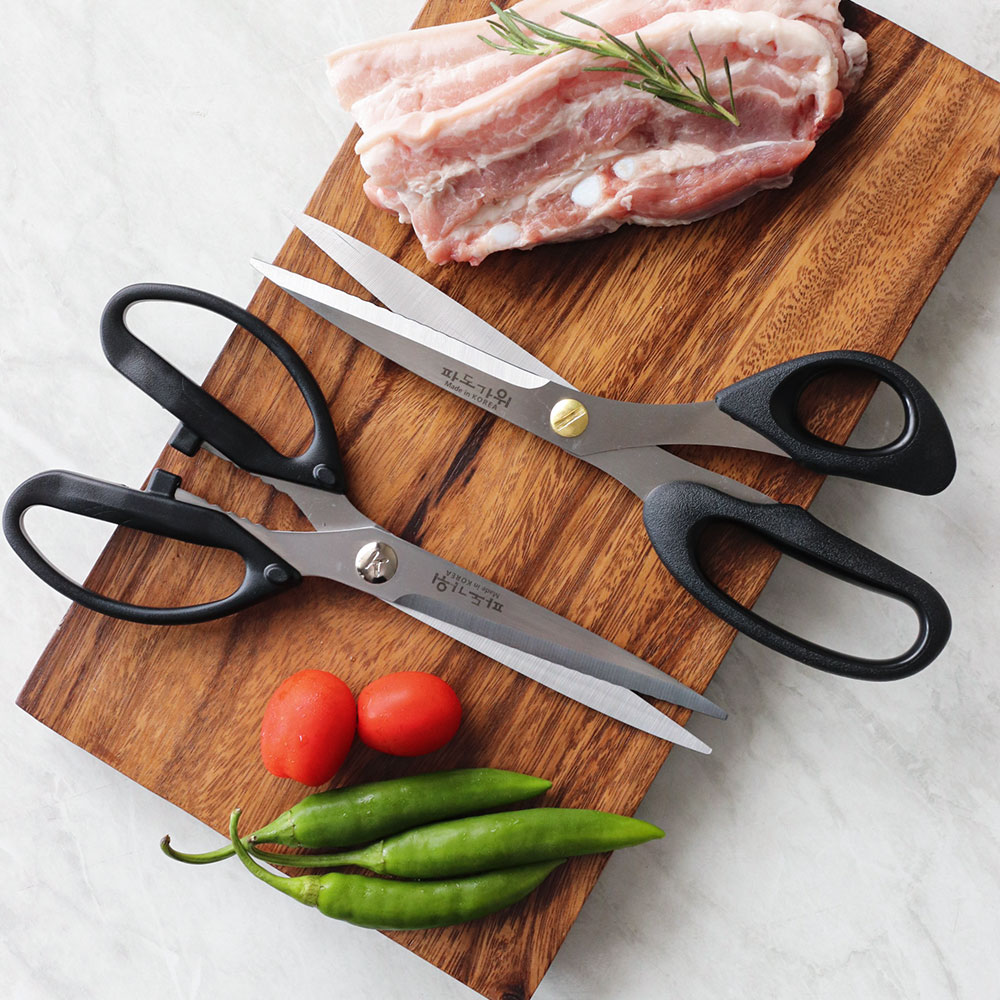 국산 파도 가위 주방 업소용 고기 스텐 프리미엄 한손 AA2