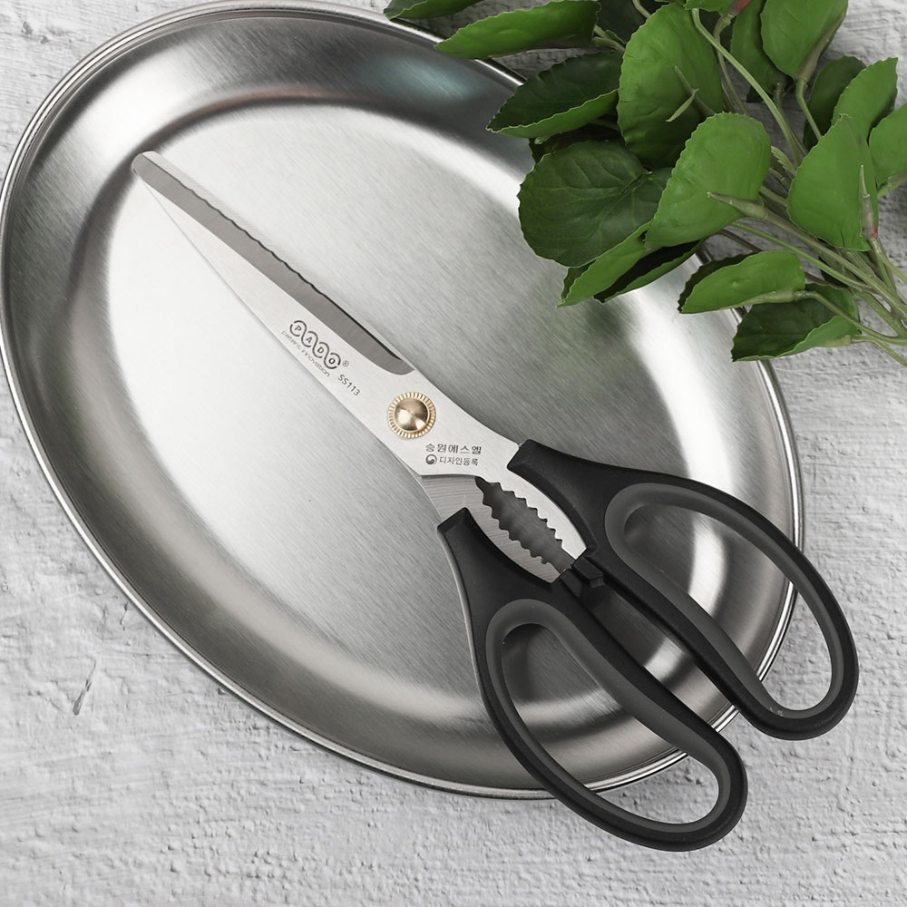 [단일] 베이직 양손 파도 가위 SS113 주방 업소용 다용도 스텐
