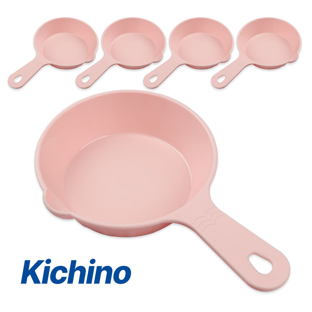 [단일] 키치노 PP 손잡이 앞접시 핑크 5P 캠핑 접시 플라스틱