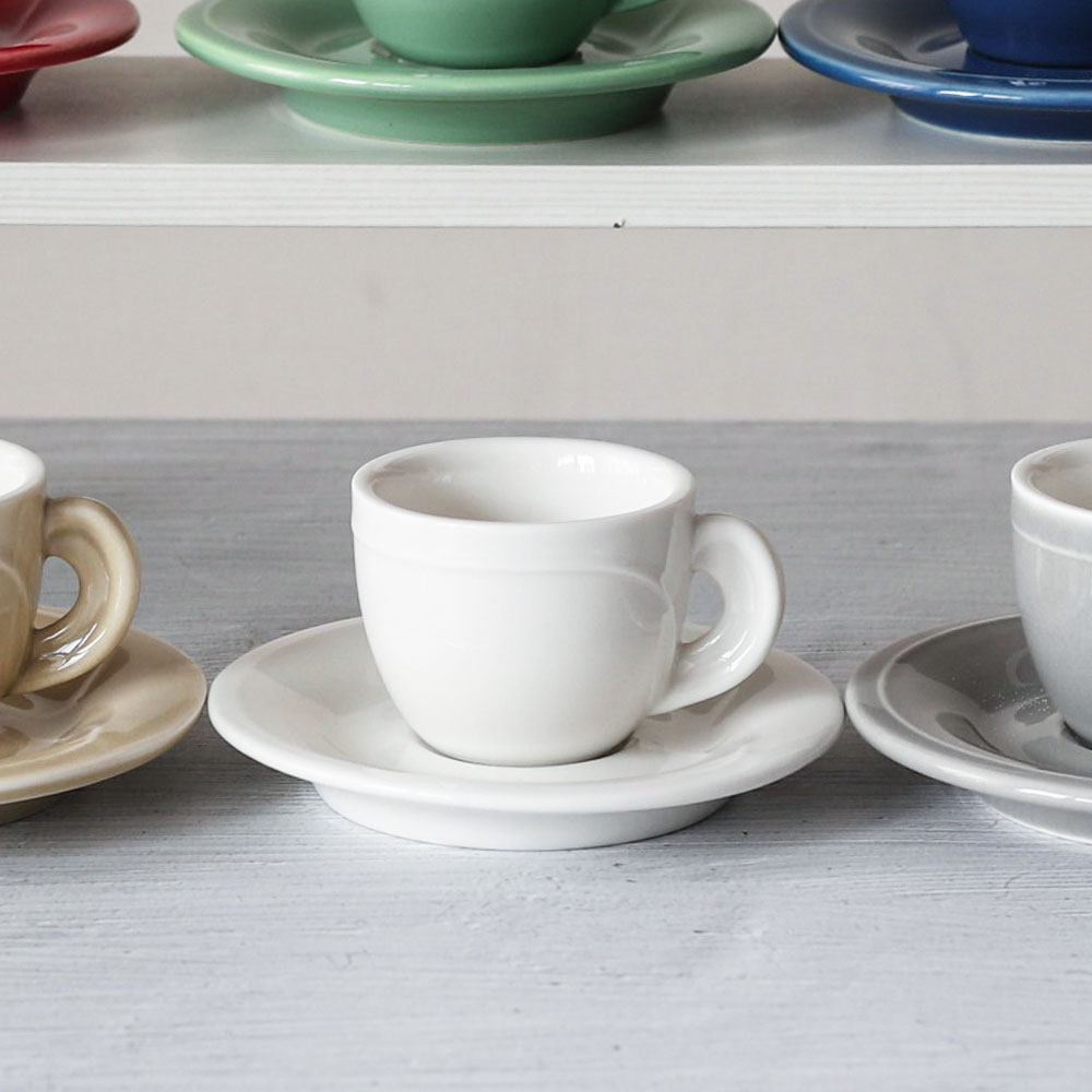 [단일] 라인 에스프레소 잔 받침 세트 화이트 75ml 커피 샷잔 미니