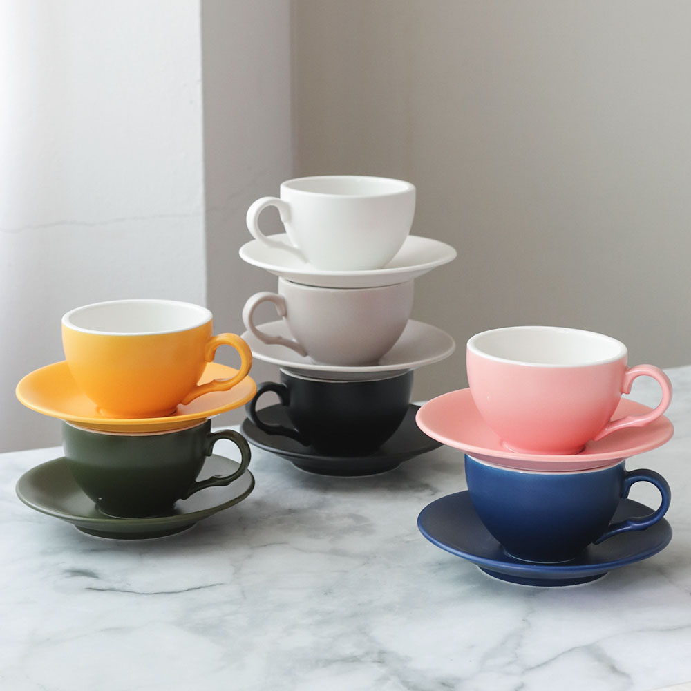 위즈라인 리움 커피 머그 세트 받침대 카페 도자기 무광 손잡이 AA