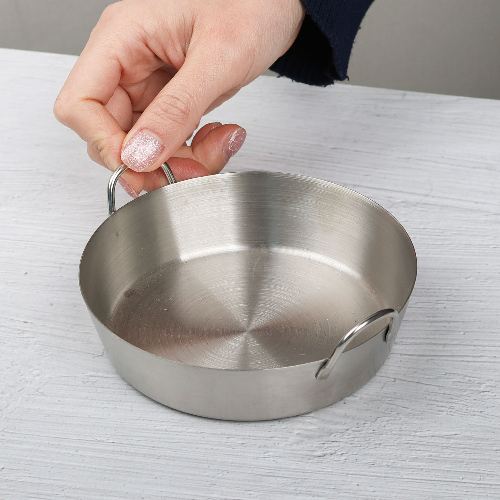 [단일] 스텐 핸들 원형 종지 대 122mm 앞접시 소스볼 손잡이 캠핑